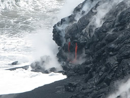 Lava flow entering the sea in 2010 from the Kilauea eruption on Big Island Hawaii USGS